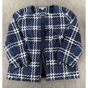 Pendleton Jacket Womens 12 Petite Blue White Plaid Open Silk Career Work‎ Blazer